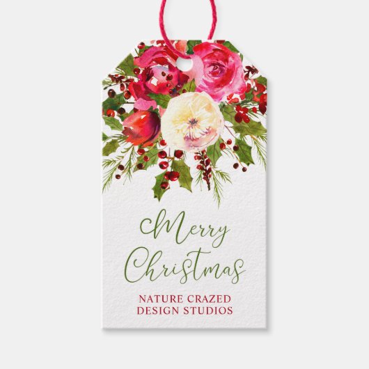 Étiquettes-cadeau Fleurs de Noël (Devant)