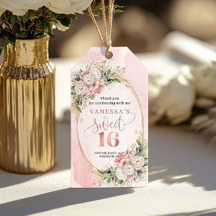 Étiquettes-cadeau Fleurs de poussière bohème rose verdure Douze ans