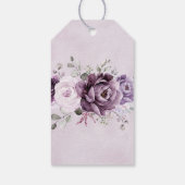 Étiquettes-cadeau Fleurs de poussiéreux pourpre foncé Mariage Floral (Dos)