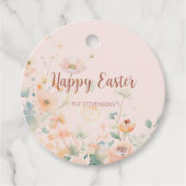 Étiquettes Cadeau Fleurs de printemps rose pastel Joyeuses Pâques (Devant)