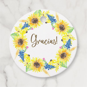 Étiquettes Cadeau Fleurs de soleil et Hyacinthes Bleu jaune