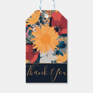 Étiquettes-cadeau Fleurs de soleil modernes Floral Automne Couleurs
