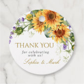 Étiquettes Cadeau Fleurs de soleil rustiques & Lavender Wedding Favo (Devant)