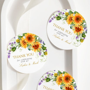 Étiquettes Cadeau Fleurs de soleil rustiques & Lavender Wedding Favo