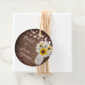 Étiquettes Cadeau Fleurs de soleil rustiques Monogramme Lumière Mari (En situation)