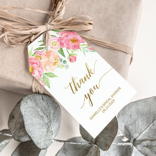 Étiquettes-cadeau Fleurs de tourbe rose et de tourbe rose Merci priv