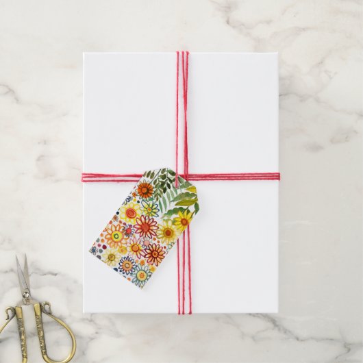 Étiquettes-cadeau Fleurs d'été (With Twine)