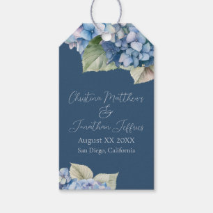 Étiquettes-cadeau Fleurs d'hortensia à l'aquarelle bleue romantique