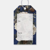 Étiquettes-cadeau Fleurs d'or bleu marine Joyeuses fêtes (Dos)