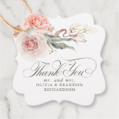 Étiquettes Cadeau Fleurs Élégantes de Teinte Terreuse Merci Boho (Devant)