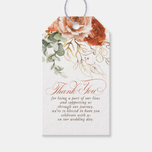 Étiquettes-cadeau Fleurs en terre cuite Boho Merci