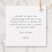 Étiquettes Cadeau Fleurs et Prosecco Élégant Mariage Script (Dos)