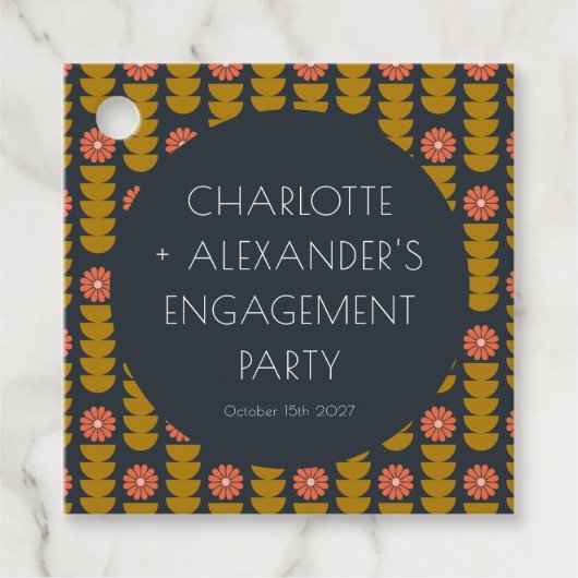 Étiquettes Cadeau Fleurs géométriques élégantes pour une fête de fia (Devant)