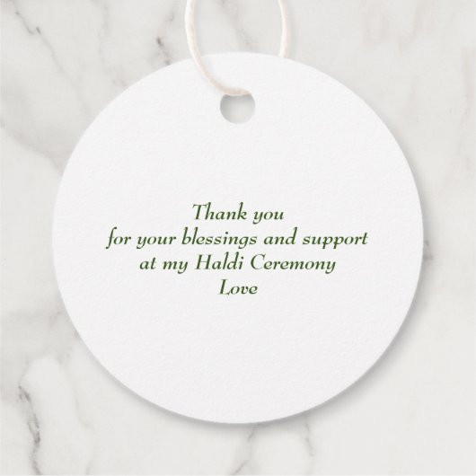 Étiquettes Cadeau Fleurs jaunes d'éléphants mariages haldi en Inde (Dos)