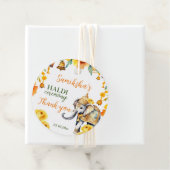 Étiquettes Cadeau Fleurs jaunes d'éléphants mariages haldi en Inde (En situation)