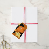 Étiquettes-cadeau Fleurs orange (Avec de la ficelle)