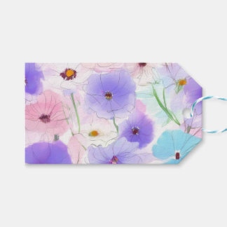 Étiquettes-cadeau Fleurs pastel aquarelle