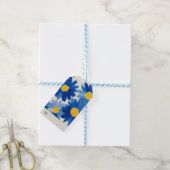 Étiquettes-cadeau Fleurs peintes bleu et jaune (Avec de laficelle)