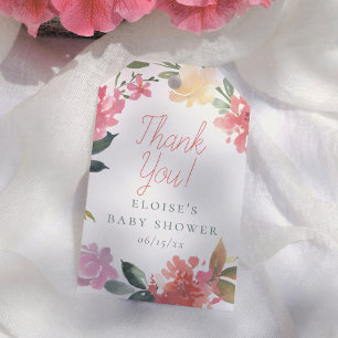 Étiquettes-cadeau Fleurs printanières Élégante et Simple Fête de Nai