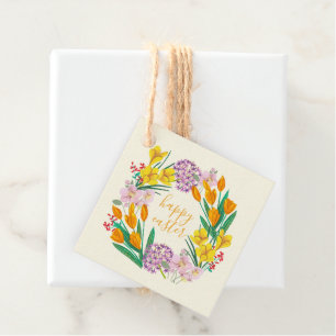Étiquettes Cadeau Fleurs printanières tulipe florale jaune pâques de
