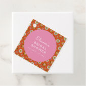 Étiquettes Cadeau Fleurs Rétro Années 60 Orange Rose Mariage Sur Mes (En situation)