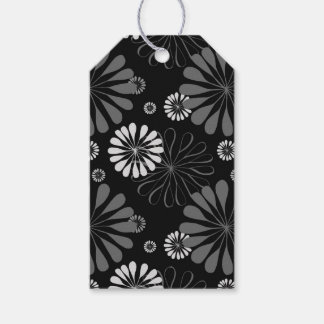 Étiquettes-cadeau Fleurs rétro noir et blanc