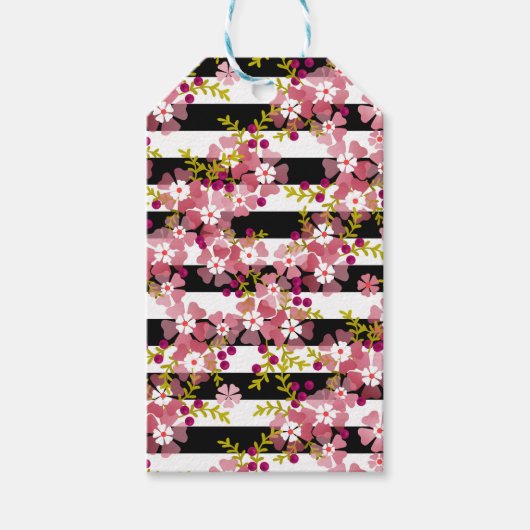 Étiquettes-cadeau Fleurs roses (Devant)