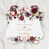Étiquettes Cadeau Fleurs Roses Bourgogne Il Est Ressuscité Gold East (Devant)