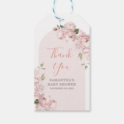 Étiquettes-cadeau Fleurs Roses Fille Bébé En Fleur Merci (Dos)