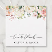 Étiquettes Cadeau Fleurs roses, Fleurs blanches, Verdure, Mariage (Devant)