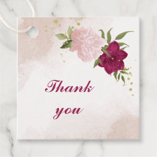 Étiquettes Cadeau fleurs roses magenta verdure mariage