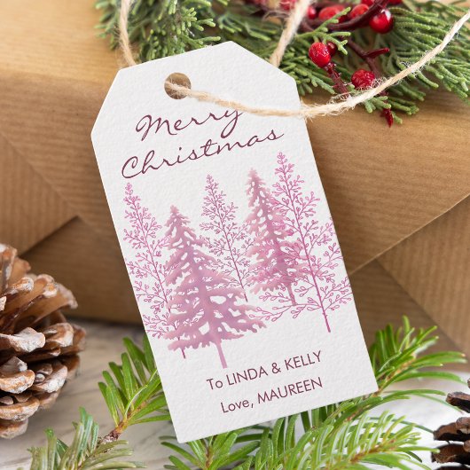 Étiquettes-cadeau Fleurs roses uniques Noël