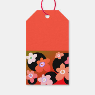 Étiquettes-cadeau Fleurs rouges et orange