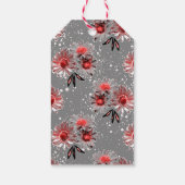 Étiquettes-cadeau Fleurs rouges sur gris (Dos)