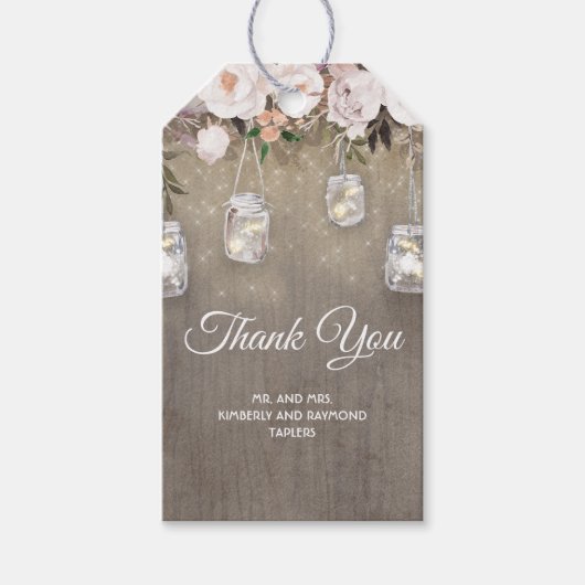 Étiquettes-cadeau Fleurs rustiques et Mariage Mason Jar (Devant)