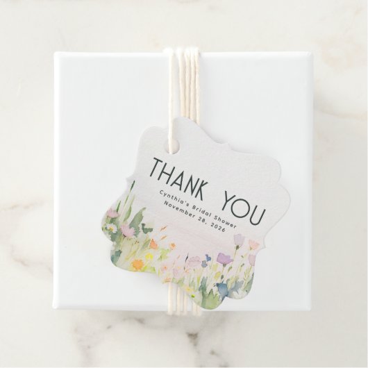Étiquettes Cadeau Fleurs sauvages aquarelle Merci  (En situation)
