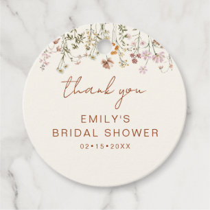 Étiquettes Cadeau Fleurs sauvages Boho Remerciements Mariage Jardin
