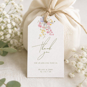 Étiquettes-cadeau Fleurs sauvages boho vert luxuriant Mariage élégan