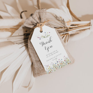 Étiquettes-cadeau Fleurs sauvages colorées Dainty Mariage Merci