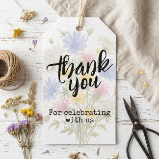 Étiquettes-cadeau Fleurs Sauvages Colorées Merci de Célébrer
