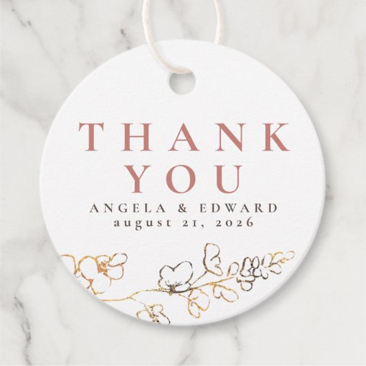 Étiquettes Cadeau Fleurs sauvages dessinées à la main, cadeau minima (Devant)