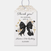 Étiquettes-cadeau Fleurs sauvages élégantes à nœud noir (Devant)