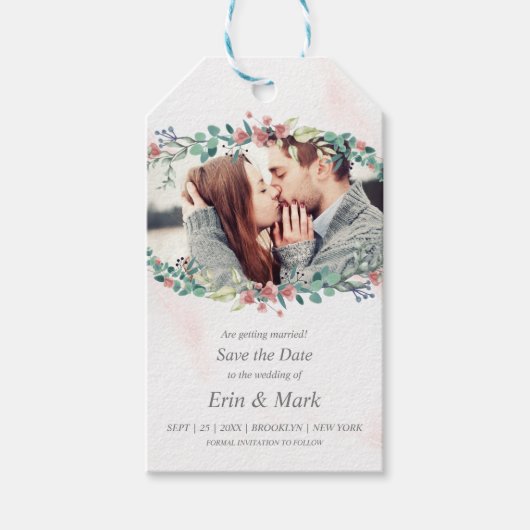 Étiquettes-cadeau Fleurs sauvages et succursales dans des tons délic (Devant)