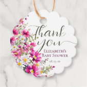 Étiquettes Cadeau Fleurs sauvages rose vif Floral Baby shower Boho (Devant)