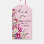 Étiquettes-cadeau Fleurs sauvages rose vif Floral Boho Shower de mar (Devant)