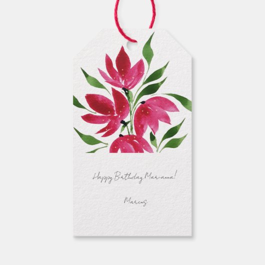 Étiquettes-cadeau Fleurs sauvages roses Perdu d'aquarelle Art (Dos)