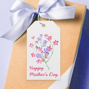 Étiquettes-cadeau Fleurs sensibles d'aquarelle - jour de mères