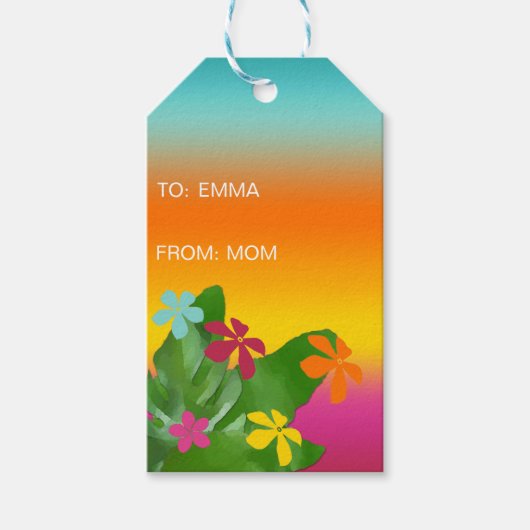 Étiquettes-cadeau Fleurs tropicales (Devant)