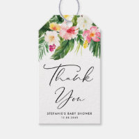 Fleurs tropicales Merci de Baby shower vert