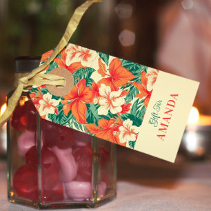 Étiquettes-cadeau Fleurs tropicales motif Hawaiian vibe